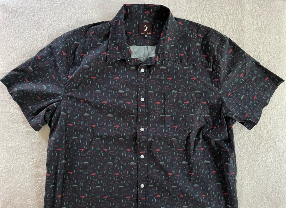 Jack Sage Men’s XXXL Appalachian Trail Blue Ridge AOP Camp Shirt